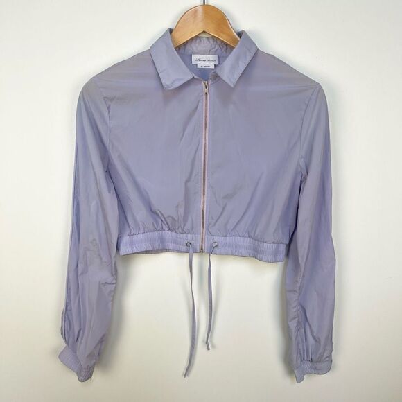 Lovers + Friends Cropped Windbreaker Track Jacket Y2K Lavender Purple size M - Picture 3 of 13